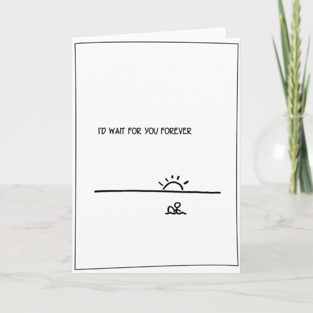 Tarjeta Festiva 'Espera por ti' - Surfing Valentine Card (Anverso)