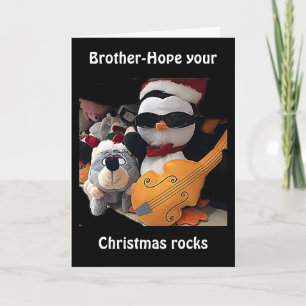 TARJETA FESTIVA ESPERA QUE TU HERMANO "NAVIDAD" ROCKS