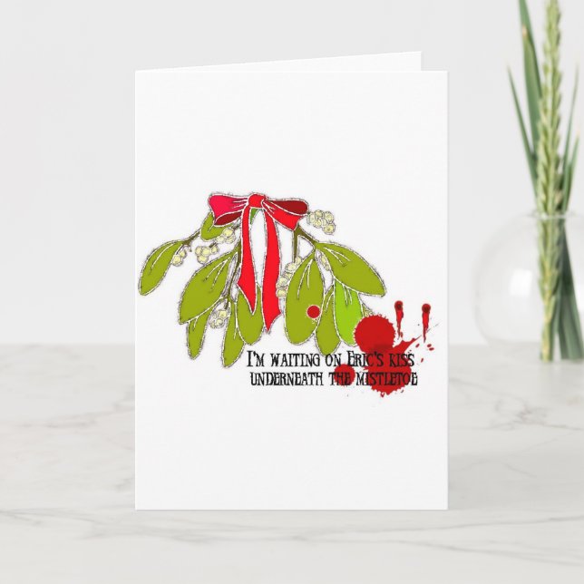Tarjeta Festiva Esperando a Eric debajo del Mistletoe (Anverso)