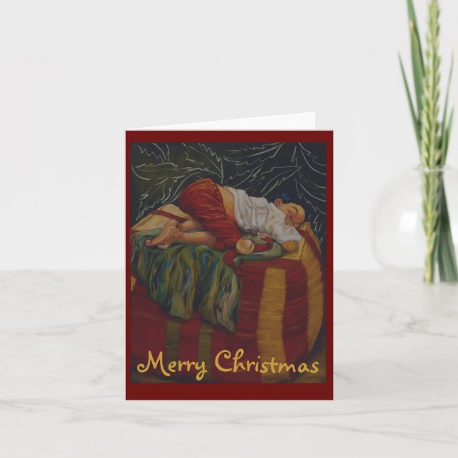 Tarjeta Festiva Esperando a Santa Claus (Anverso)