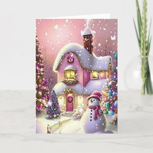 Tarjeta Festiva Esperando a Santa plegada