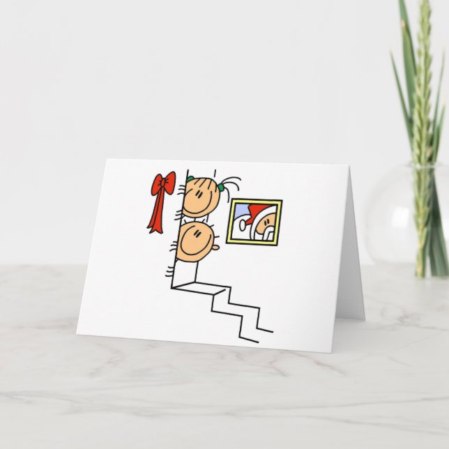 Tarjeta Festiva Esperando camisetas y regalos de Santa Claus (Anverso)