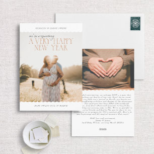 Tarjeta Festiva Esperando un embarazo fotográfico muy feliz de Año