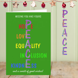 Tarjeta Festiva Esperanza, amor, igualdad, inclusión, bondad, paz