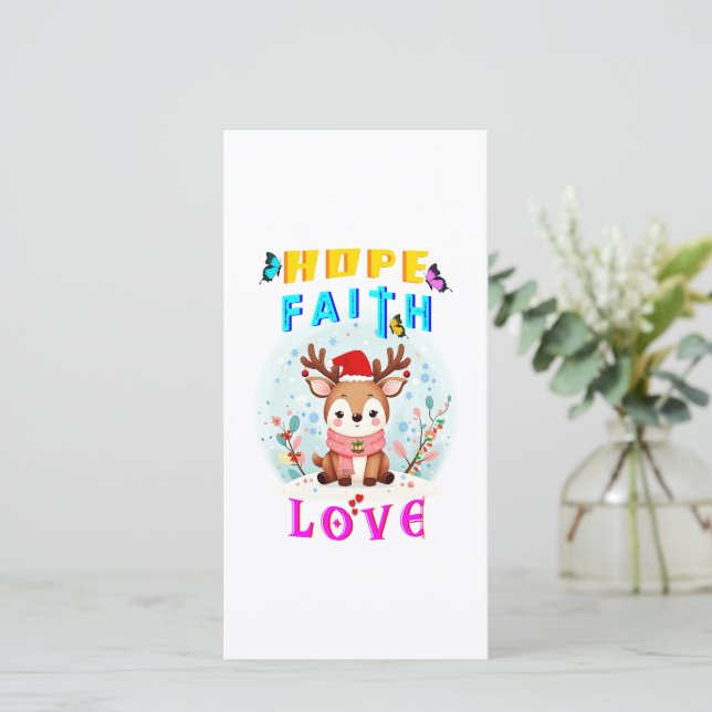 Tarjeta Festiva Esperanza Fe Amor (Anverso de pie)