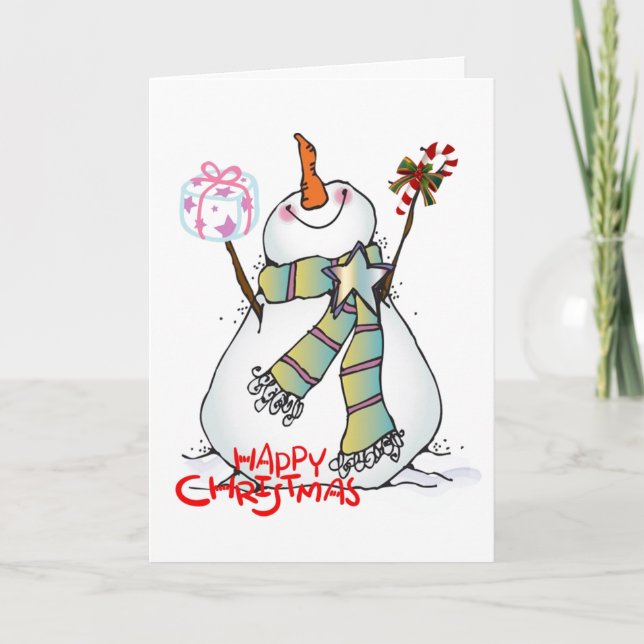 TARJETA FESTIVA ESPERANZA NAVIDADES ES "FELIZ" COMO ESTE SNOMAN (Anverso)