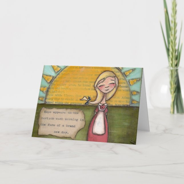 Tarjeta Festiva Esperanza - Saludando a la Corona (Anverso)