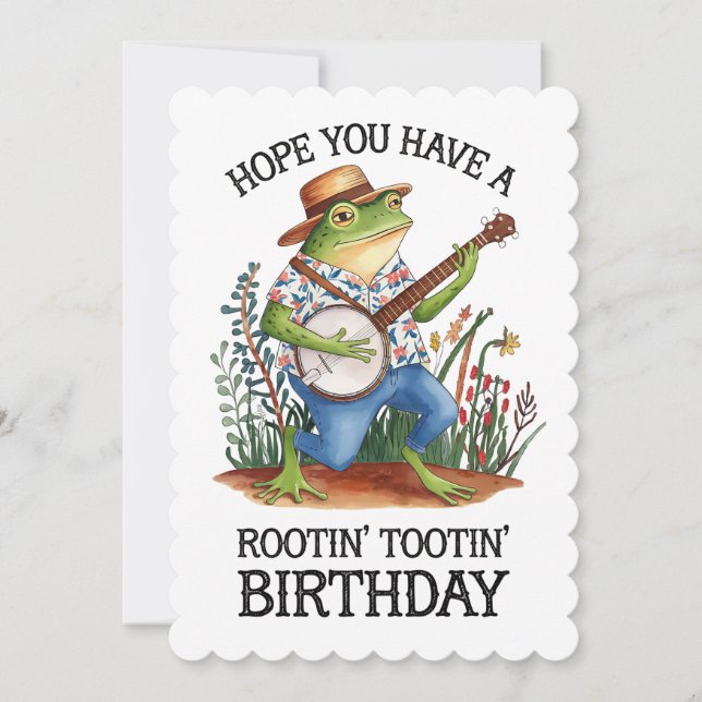Tarjeta Festiva Espero Que Tengas Una Rana De Cumpleaños De Rootin (Anverso)