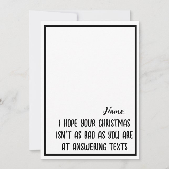 Tarjeta Festiva Espero que tus Navidades no sean tan graciosos sar (Anverso)