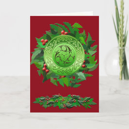Tarjeta Festiva Espiral de Yule Celta con Holly