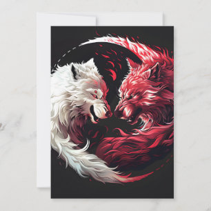 Tarjeta Festiva Espíritu Animal Fantasía Lobo Sombra Luz