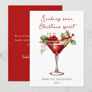Tarjeta Festiva Espíritu de los Navidades de cócteles rojos