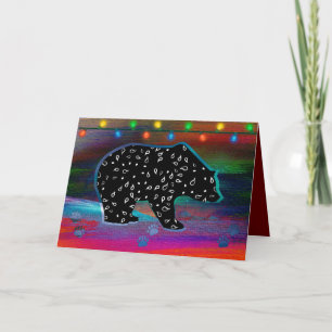 Tarjeta Festiva Espíritu de oso negro Colores de luz del norte Ca
