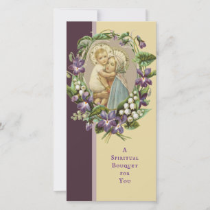Tarjeta Festiva Espiritual Bouquet Oración Católica María Jesús
