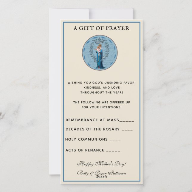 Tarjeta Festiva Espiritual Bouquet Oración Católica María Jesús (Reverso)