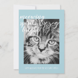 Tarjeta Festiva Espíritus Maulladores Iluminan la Foto de tu Gato 