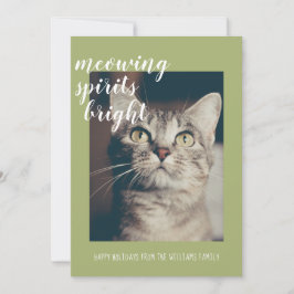 Tarjeta Festiva Espíritus Maulladores Iluminan la Foto de tu Gato 