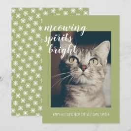 Tarjeta Festiva Espíritus Maulladores Iluminan la Foto de tu Gato 