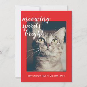 Tarjeta Festiva Espíritus Maulladores Iluminan la Foto de tu Gato