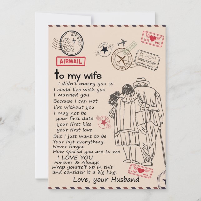 Tarjeta Festiva Esposa Amante | A Mi Esposa Te Amo Marido (Anverso)