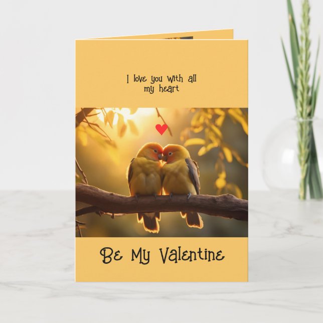 Tarjeta Festiva Esposa asociada Valentine Love Lovebirds Bird Art (Anverso)