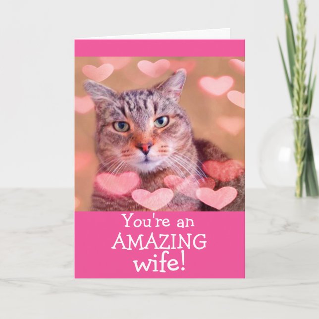 Tarjeta Festiva Esposa asombrosa cuta Kitty Valentine (Anverso)