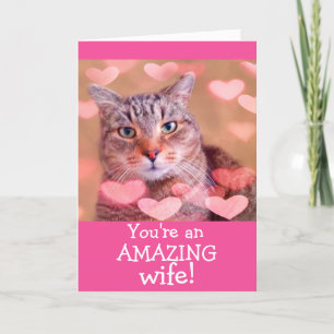 Tarjeta Festiva Esposa asombrosa cuta Kitty Valentine