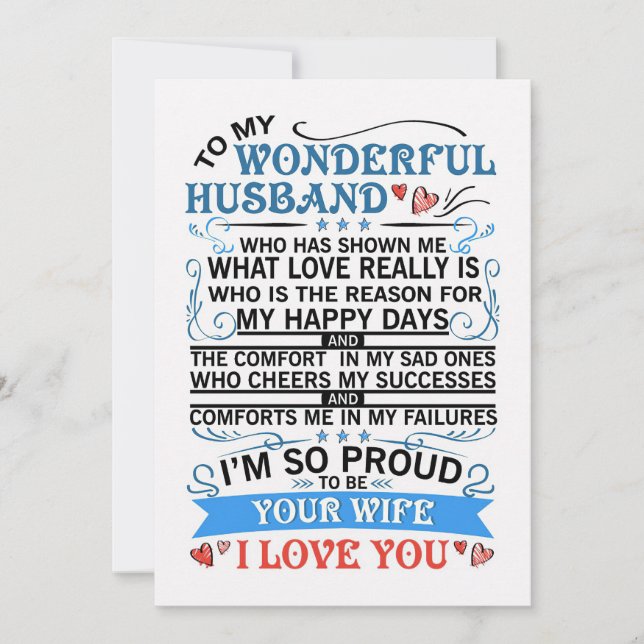 Tarjeta Festiva Esposa De Arte Para Mi Maravilloso Esposo (Anverso)