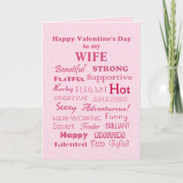 Tarjeta Festiva Esposa feliz Día de San Valentín palabras de elogi