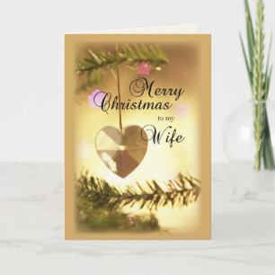 Tarjeta Festiva Esposa Navidades Hermoso ornamento cardíaco