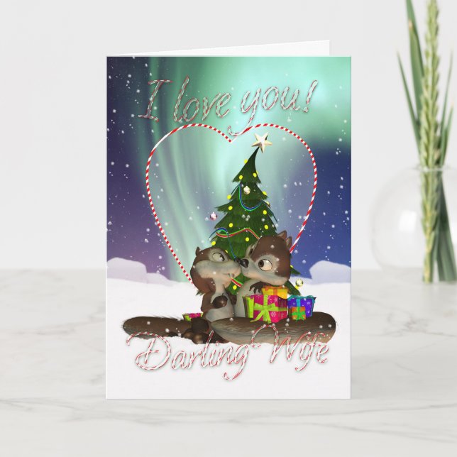 Tarjeta Festiva Esposa Que Amo Que Los Navidades Cargan Con La Ard (Anverso)