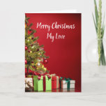 Tarjeta Festiva Esposa Roja Romántica o Navidades Novia<br><div class="desc">Tarjeta de vacaciones romántica de esposa roja o Navidad novia</div>