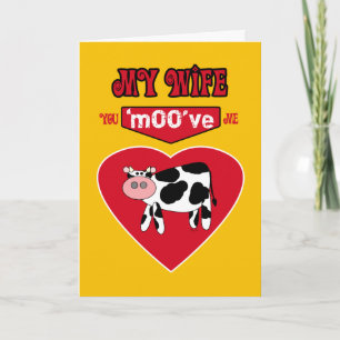 Tarjeta Festiva Esposa Valentine Humor rural con vaca
