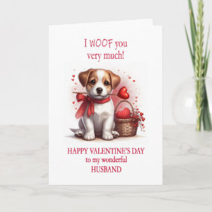 Tarjeta Festiva Esposo I Woof You El día de San Valentín Puppy Dog