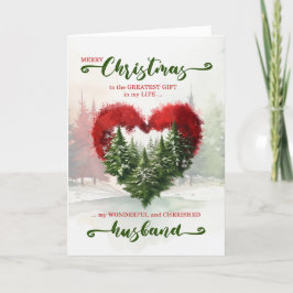 Tarjeta Festiva Esposo Navidades románticos Woodland Heart