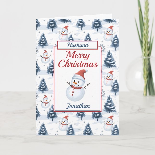 Tarjeta Festiva Esposo Navidades Snowman (Anverso)