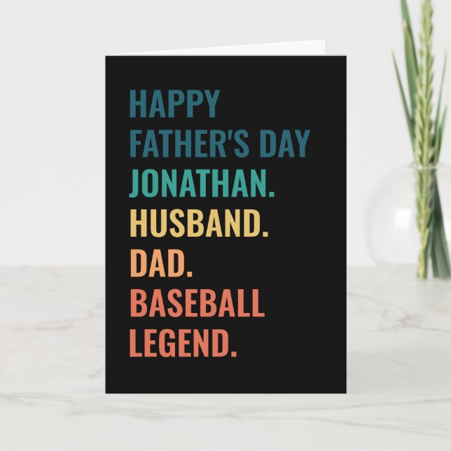 Tarjeta Festiva Esposo Papá Leyenda de Béisbol Día del Padre Perso (Anverso)