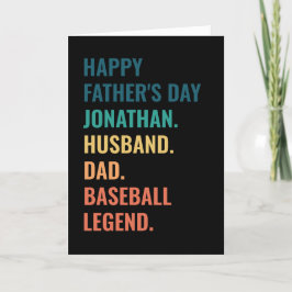Tarjeta Festiva Esposo Papá Leyenda de Béisbol Día del Padre Perso