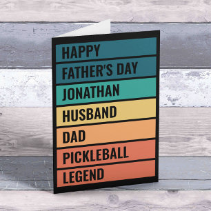 Tarjeta Festiva Esposo Papá Leyenda del Pickleball Retro Día del P