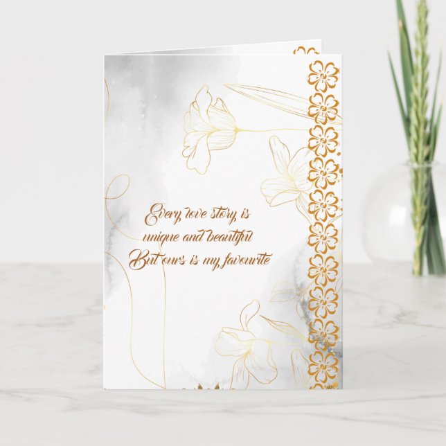 Tarjeta Festiva Esposo romántico Esposa de amor Cita Floral Valent (Anverso)