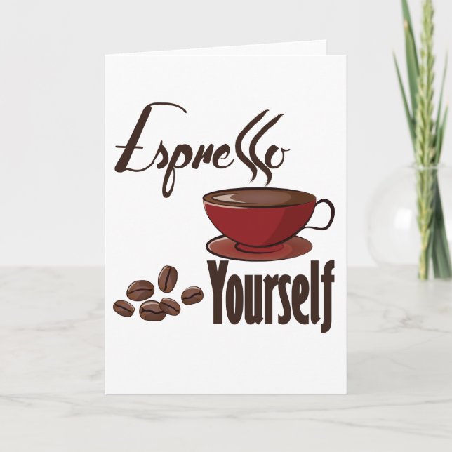 Tarjeta Festiva Espresso Coffee Pun Express You (Anverso)