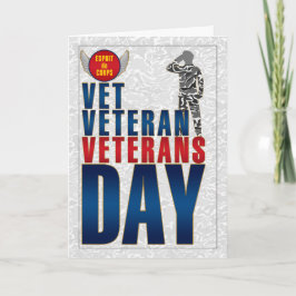 Tarjeta Festiva Esprit de Corps Veterans Day Blue and Red