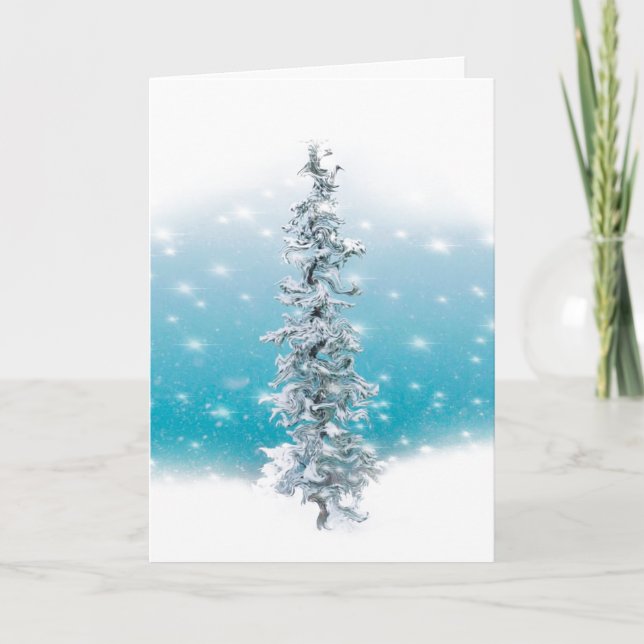 Tarjeta Festiva Espuma helada helada azul ártico evergreen (Anverso)