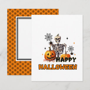 Tarjeta Festiva Esqueleto con calabazas