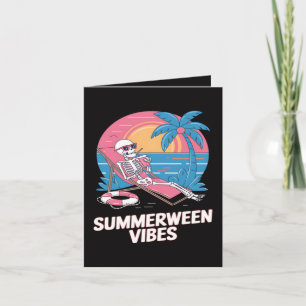 Tarjeta Festiva Esqueleto de Summerween Vacaciones de Verano Playa
