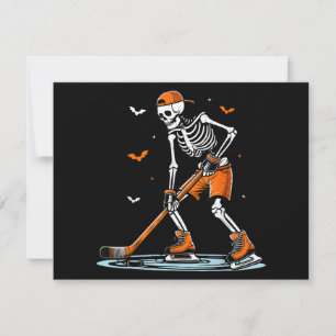 Tarjeta Festiva Esqueleto Hockey sobre Hielo Halloween Chicos Dive