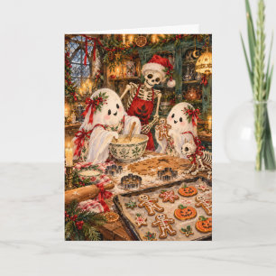 Tarjeta Festiva Esqueletos Divertidos & Fantasmas Lindos Hornear e