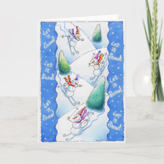 Tarjeta Festiva Esquí de los muñecos de nieve