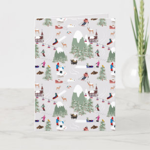 Tarjeta Festiva Esquí de nieve en laderas de esquí de montaña Pais