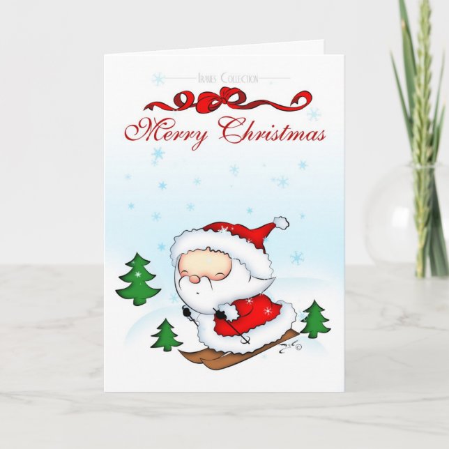 Tarjeta Festiva Esquí de Santa (Anverso)